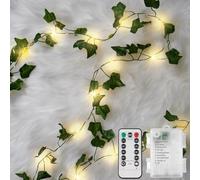 suddus Vine with Fairy Lights Battery Operated, 33ft 100 LED Ivy String Lights with Remote, Leaf Lights for Bedroom, Room, Wall, Garden, Party, Wedding Decor (Warm White)