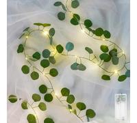 suddus Vines with Lights Battery Operated, 20 LED 6.56FT Fairy Lights Leaves with Timer, Eucalyptus Vines String Lights for Bedroom,Dorm, Wall, Garden, Party, Christmas，Wedding Decor (Warm White)