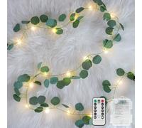 suddus Vines with Lights Battery Operated, 33ft 100 LED Eucalyptus Garland String Lights with Remote, Leaf Lights for Bedroom, Room, Wall, Garden, Party, Wedding Decor (Warm White)