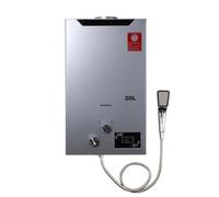 SUDEG Gas Water Heater 20L,Instant Hot Water Heater Boiler Burner with Shower,5.28 GPM Stainless Steel with Shower Head Kit for Home/Apartment/Camping Use Silver