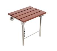 SUDEG Wall Mounted Folding Shower Seat with Legs,Fold Up Shower Bench,Bathroom Wooden Bathroom Chair Stool with Non-slip Feet for Elderly/Disabled/Pregnant,Height 460 mm
