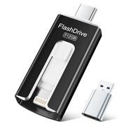 SUDEHO MFi Flash Drive 512GB, 3-in-1 USB-C Stick for Apple & Android, Black | MFi Certified Memory Stick, Lightning, USB-C & USB-A Adapter, Photo & Video Backup, Fast Data Transfer, Easy File Storage