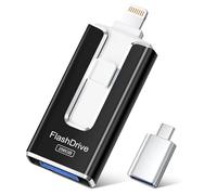 SUDEHO USB Stick 256GB for iPhone, MFi Certified Lightning Memory Stick Stable Data Transfer, 4-in-1 Flash Drive for iPhone/iPad/Android/PC, Easily Back Up and Save Files, MattBlack