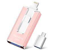 SUDEHO USB Stick 256GB for iPhone, MFi Certified Lightning Memory Stick Stable Data Transfer, 4 in1 Flash Drive for iPhone/iPad/Android/PC, Easily Back Up and Save Files, RosePink
