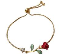 Sudemota Bracelet 2023 New Rose Series Hand Painted Rose Bracelet Female Light Luxury The Bracelet Gold Rhinestone Bracelet Couples Watches for Him and Her Set