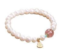Sudemota Bracelet Feng Shui Bracelet Natural Pearl Strawberry Crystal Gourd Pendant Bracelet Good Luck for Women Love Wealth Bracelets Evil Spirits Talisman for Prosperity Money Metaphysical Jewelry