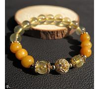 Sudemota Bracelet Feng Shui Crystal Bracelet Natural Gold Rutilated Quartz Citrine Topaz Lucky Charm Bracelet Vacation Jewelry Amulet Attract Wealth Money Prosperity Luck