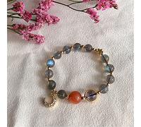 Sudemota Bracelet Feng Shui Crystal Bracelet Natural Moonstone Lucky Moon Star of David Charm 925 Silver Bracelet Vacation Jewelry Amulet Attract Wealth Money Prosperity Luck,A (Color : Blue)