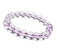 Sudemota Bracelet Genuine Natural Kunzite Gemstone Transparent Round Crystal Bead Bracelet 8mm (Color : Purple)