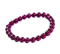 Sudemota Bracelet Genuine Natural Purple Garnet Gemstone Crystal Clear Round Bead Woman Bracelet 6mm (Color : Purple)