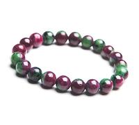 Sudemota Bracelet Genuine Natural Ruby Zoisite Gemstone Crystal Stretch Round Bead Bracelet 9mm (Color : Colorful)