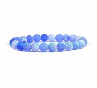 Sudemota Bracelet Natural 8mm Multicolor Matte Dream Fire Veins Agate Gems Bead Bracelet 7.5" - (Color : Beige)