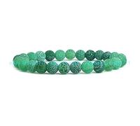 Sudemota Bracelet Natural 8mm Multicolor Matte Dream Fire Veins Agate Gems Bead Bracelet 7.5" - (Color : Green)