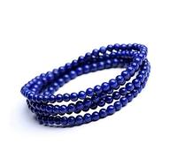 Sudemota Bracelet Natural Blue Lapis Lazuli Gemstone 6mm Crystal Round Bead Three Laps Bracelet (Color : Blue)