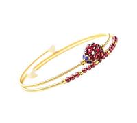 Sudemota Bracelet Natural Crystal Bracelet Feng Shui Lucky Flower Charm Garnet Balance Multi-Turn Bracelet 14K Gild Vacation Jewelry Wealth Amulet Attract Money Prosperity Luck