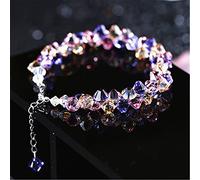 Sudemota Bracelet Natural Crystal Feng Shui Bracelet Austrian Glaze Lucky Charm Colorful Bracelet Sterling Silver Vacation Jewelry Amulet Attract Wealth Money Prosperity Luck,B (Color : XS)