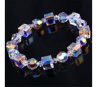 Sudemota Bracelet Natural Crystal Feng Shui Bracelet Lucky Charm Beaded Bracelet Austrian Glaze Square Crystal Vacation Jewelry Amulet Attract Wealth Money Prosperity Luck,B (Color : B)