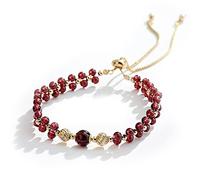 Sudemota Bracelet Natural Feng Shui Crystal Bracelet 7A Lucky Charm Balance Bracelet 14K Gold Garnet Vacation Jewelry Amulet Attract Money Prosperity Luck