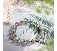 Sudemota Bracelet Natural Feng Shui Crystal Bracelet 7A Lucky Charm Balance Bracelet 14K Gold Moonstone Vacation Jewelry Amulet Attract Money Prosperity Luck,Set (Color : Singleb)