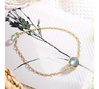 Sudemota Bracelet Natural Feng Shui Crystal Bracelet 7A Lucky Charm Balance Bracelet 14K Gold Moonstone Vacation Jewelry Amulet Attract Money Prosperity Luck,Set (Color : Singlea)
