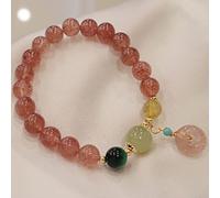 Sudemota Bracelet Natural Gemstone Bracelet Feng Shui Bracelet for Women Strawberry Quartz Crystal Bracelet Amulet for Protection Reiki Crystal Chakra Meditation Bracelet Attract Money Wealth