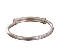 Sudemota Bracelet S999 Pure Silver Simple Ladies Open Push Pull Matte Bracelet Ladies Bracelet Jewelry for Women Silver Bangle