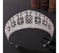 Sudemota Bridal Crown Queen Crown for Women, Baroque Rhinestone Crystal Queen Big Crown Bridal Wedding Tiara Women Beauty Pageant Diadem Bridal Hair Accessories (Color : Silver)