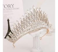 Sudemota Bridal Crown Queen Crown for Women, Big Baroque Crystal Tiaras Wedding Crown for Brides Women Hair Accessories Headpieces Princess Pageant (Color : Gold White)