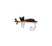 Sudemota Brooches & Pins Brooch Ladies Fashion Accessories Lazy Cat Lying On The Tree Brooch Ladies Enamel Cute Cat Party Brooch Cardigan Jacket Coat Brooch Brooch (Color : Half Black)