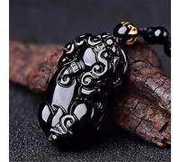 Sudemota Necklaces Feng Shui Healing Crystal Necklace Lucky Pixiu Charm Balance Bead Chain Necklace Natural Obsidian Wealth Amulet Attract Prosperity Love Luck Money,Rope (Color : Beads chain)