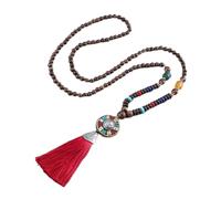 Sudemota Necklaces Hand Made Tassel Nepal Beads Pendants Necklace Wooden Beaded Long Chain Jewelry Women Gifts (Size : Style4)
