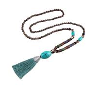 Sudemota Necklaces Hand Made Tassel Nepal Beads Pendants Necklace Wooden Beaded Long Chain Jewelry Women Gifts (Size : Style2)