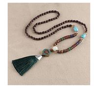 Sudemota Necklaces Hand Made Tassel Nepal Beads Pendants Necklace Wooden Beaded Long Chain Jewelry Women Gifts (Size : Style15)