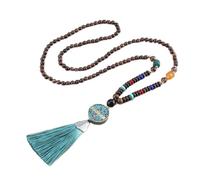 Sudemota Necklaces Hand Made Tassel Nepal Beads Pendants Necklace Wooden Beaded Long Chain Jewelry Women Gifts (Size : Style22)