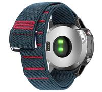 SUDENN Elastic Loop Band compatible with Garmin Watch 18mm 20mm 22mm 26mm Woven Nylon Stretchy G Hook and Loop Strap for Sport Fitness (Width 18mm / Length L, Green Red)