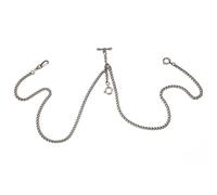 SUDESMO Pocket Watch Double Albert Chain Pocket Watch Chains with T Bar & Lobster Clasps, Hook Antique Fob T Bar for Men, 1-8.3 Hook Bronze