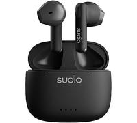 Sudio A1 Midnight Black, Earphones with Bluetooth, Touch Control with Compact Wireless Charging Cradle, IPX4 Protected, Noise-Permeable Headphones with Built-in Microphone, Premium Crystal Sound