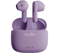 Sudio A1 Purple, Earphones with Bluetooth, Touch Control with Compact Wireless Charging Cradle, IPX4 Protected, Noise-Permeable Headphones with Built-in Microphone, Premium Crystal Sound