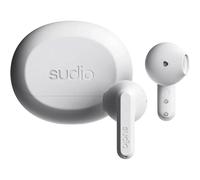 Sudio A3 All-Day Wireless Earbuds - 25H Playtime, Bluetooth 5.4, Sweat & Splashproof, Balanced Sound, Clear Calls with Enhanced Mics, USB-C Charging, Made from Recycled Plastics (White)