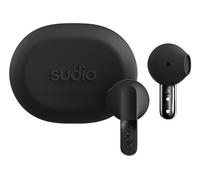 Sudio N3 Midnight Black - The Day-to-Night Earbuds. Made from Recycled Plastics. Long Playtime of 5.5 Hours, 30 Hours Total, Water Resistant, Enhanced Microphones to Take Calls, Bluetooth 5.4