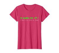 $ sudo rm -rf/Don't Try This at/Home Funny IT Linux T-Shirt, Women, Red Heather, Large