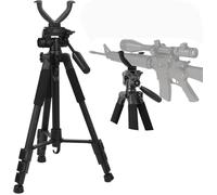 SUDOCA 1.5m Rifle Shooting Rest Tripod for Hunting Outdoor, V Yoke ＆ 360° Rotation, 21" - 59" Lightweight Aluminum Shooting Stick, Hands Free Operation