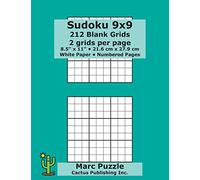 Sudoku 9x9 - 212 Blank Grids: 2 grids per page; 8.5" x 11"; 216 x 279 mm; White Paper; Page Numbers; Number Place; Su Doku; Nanpure; 9 x 9 Puzzle Template Boards