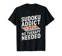 Sudoku Addict No Therapy Needed Funny Sudoku Value Graphic T-Shirt, Men, Black, S