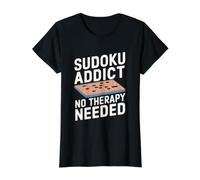 Sudoku Addict No Therapy Needed Funny Sudoku Value Graphic T-Shirt, Women, Black, L