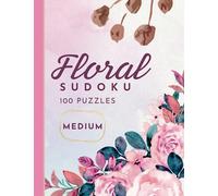 Sudoku - Floral Sudoku - Medium - 100 Puzzles - Puzzle Book for Adults - Floral Purple & Pink - Large Print - Sudoku Brain Teaser Gift for Women