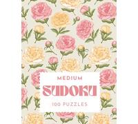 Sudoku - Floral Sudoku - Medium - 100 Puzzles - Puzzle Book for Adults - Floral Purple & Pink - Large Print - Sudoku Brain Teaser Gift for Women