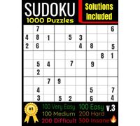 Sudoku Large Puzzle Book (8.5"x11") | 1000 Puzzles | VERY EASY To INSANE Difficulty | Solutions Included (v.3)