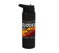 Sudoku Player Number Game Puzzle Logic Expert Retro Vintage Stainless Steel Insulated Water Bottle