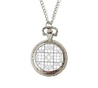 Sudoku Pocket Watch - Silver Vintage Chain Timepiece for Men | Unique Gift for Sudoku Lovers, Puzzle Solvers & Brain Game Fans | Classic Fob Watch for Him - Birthday, Christmas or Father’s Day Present